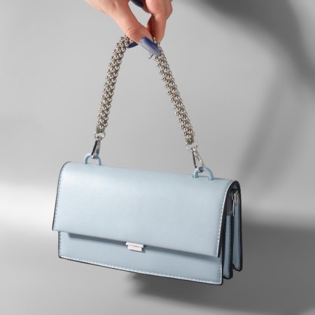 Handle for bag, cord from beads, 28 cm, silver color-4