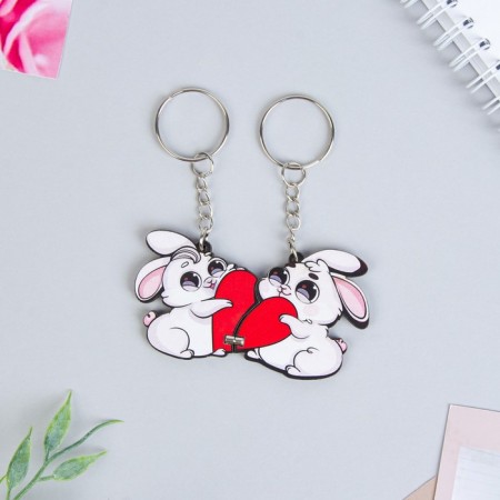Key keychain, pair on the magnet, 2 pcs "Two halves", 9 x 15 cm-3