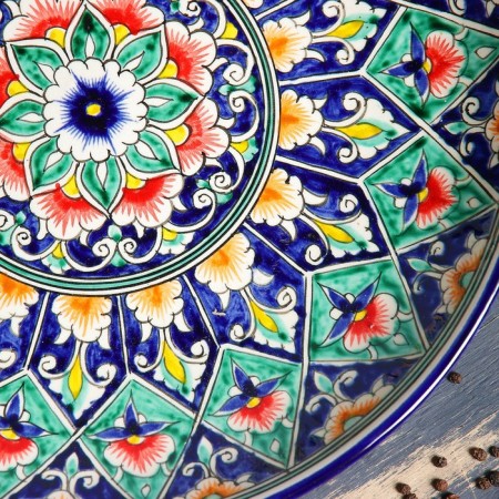 Largan Rishtan ceramics "Flowers", 32 cm, blue-2