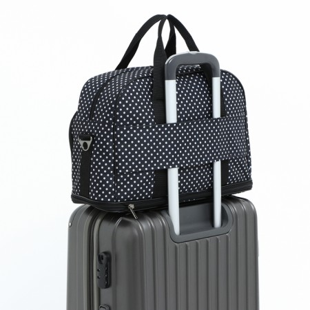 Board Road on a zipper, with an increase, an external pocket, a suitcase holder, a long belt, black/white color-4