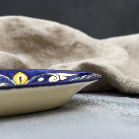 The herdgehog of Rishtan ceramics "Flowers", 24 cm, blue, mix-3