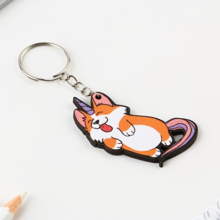 Key keychain wooden "Corgi Unicorn" 4.7 x 6 cm-2