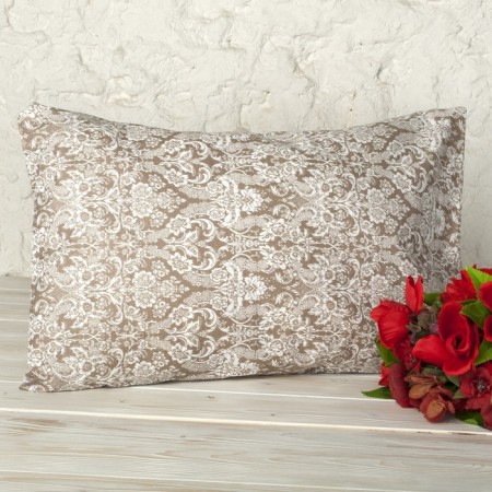 Pillowcase, size 40 × 60 cm, damask coffee, calico