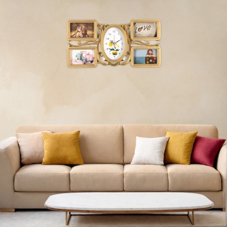 Wall clock, series: photo frames, "love", discrete move, 50 x 25 cm, dial 20.7 x 15 cm 92370-5