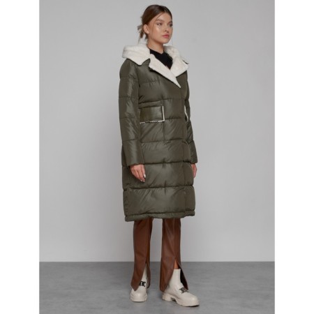 Coat insulated winter female, size 42, khaki color-2