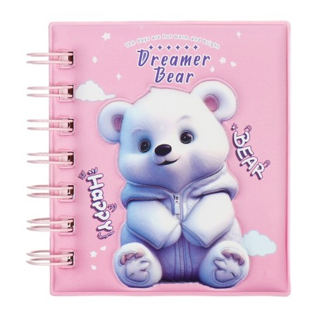 Notebook Gift Book on the crest 80l, line, color block, PVC cover 3D Bear (10x10.5cm) 10539