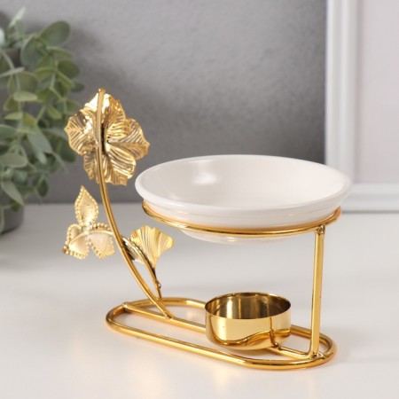 Aroma lamp metal, ceramics "Golden Flower" 10x11.5x18 cm-2