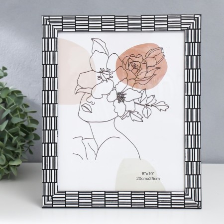 Photo frame plastic 20x25 cm "Rectangles by hand" White with black 28.5x23.5 cm