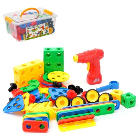 The designer of the screw "puzzle", with an electric screwdriver, 91 details