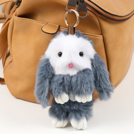 Fluffy on the ring "gray-white rabbit" 18 cm