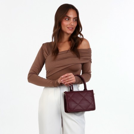 Bag Women's Tout with zipper, burgundy color-5