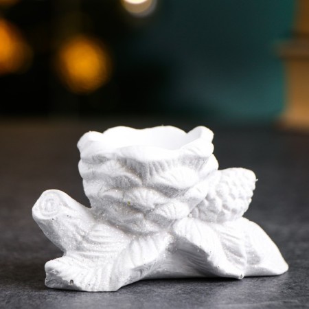 Svessel "Branch with cones" White, 10x5x6cm