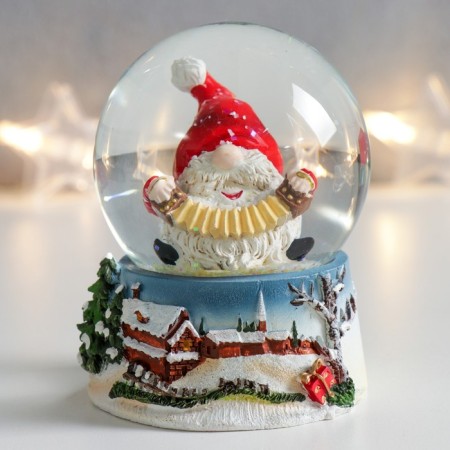 Souvenir Polystone Water Ball "Santa Claus - Harmonist" 7x6.7x8.8 cm-1
