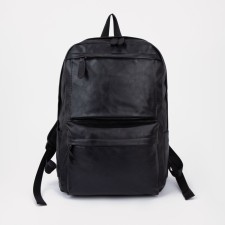 Male backpack of artificial leather with lightning, black color
