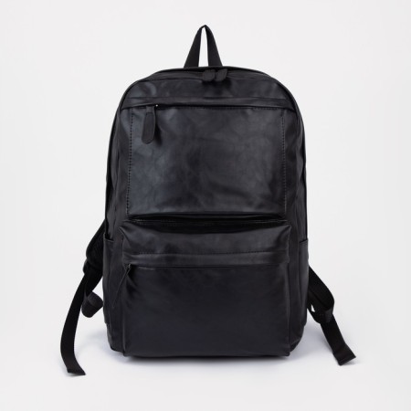 Male backpack of artificial leather with lightning, black color