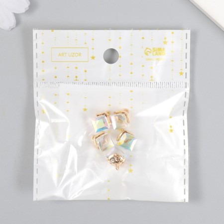 Decor for creativity Glass "Cub-Cristal" transparent holography set 5 pcs 0.8x0.8 cm-5