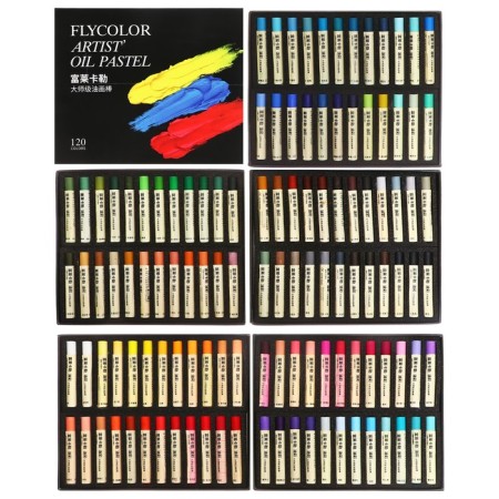 Oil pastel, in a paper holder, in a cardboard box, 120 colors