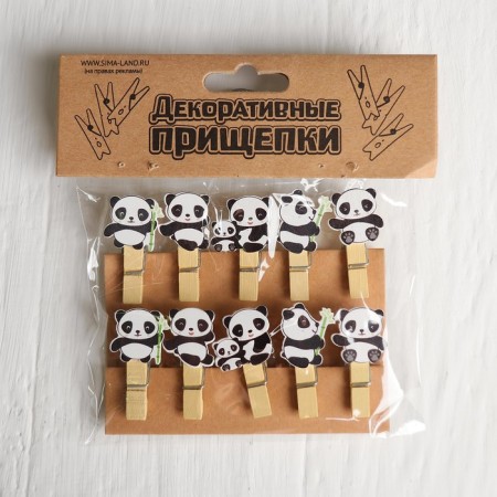 Set of decorative clothespins "Panda" set of 10 pcs.-1