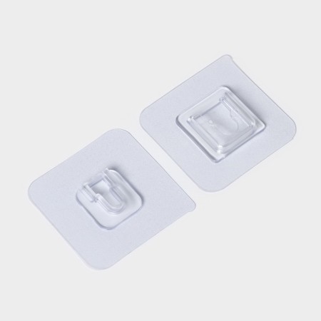 Hooks holders double self -adhesive, set of 10 pairs, 5.7 × 5.7 × 1cm, the color is transparent-3