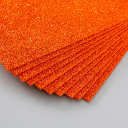 Foamiran glitter 2 mm, 20x30 cm, orange-2