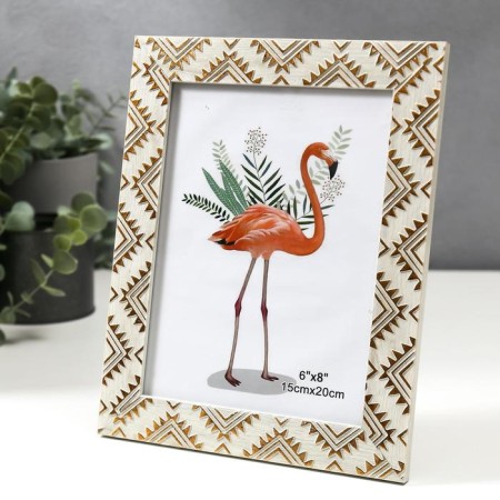 Photo frame plastic 15x20 cm "Golden Indian patterns on gray-beige" 23.5x18.7 cm-1
