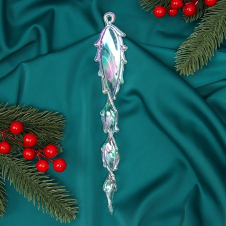 Christmas tree decoration "curled icicle" 22x3.5 cm, transparent