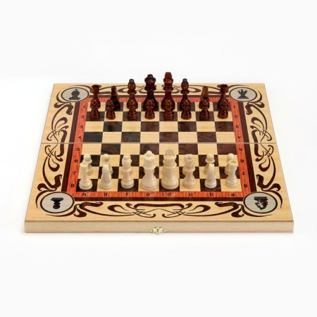 Board game 3 in 1 "Status": chess, checkers, backgammon, board wood 50 x 50 cm-3