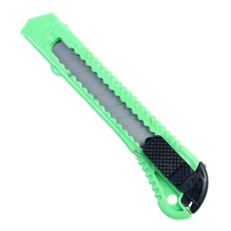 Chancellery knife, 18 mm blade, plastic housing, latister, blister, mix-1