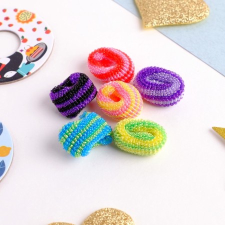 Hair elastic band "Mahrushka" (set of 100 pcs) Rainbow stripes, bright mix-1