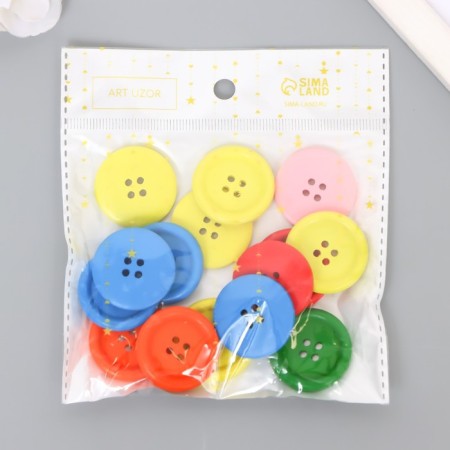 Buttons wood for creativity 4 punctures "simple" set of 15 pcs 3x3 cm-5