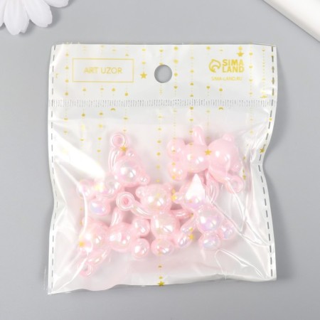 Decor for creativity Plastic "Pension Bear with a loop" Direct pink 3x1.4x3.1 cm-3