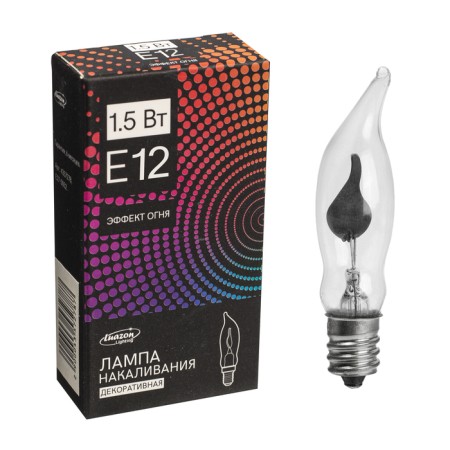 Incandescent lamp for a Christmas hill with a flame effect, 1.5 watts, base E12, 2 pcs