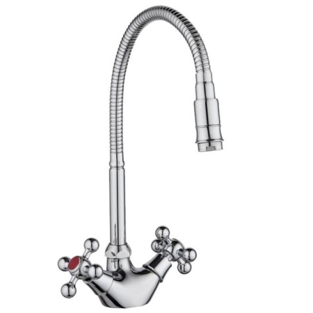 Juguni Parus kitchen mixer, two -wound, with flexible pouring, chromium color