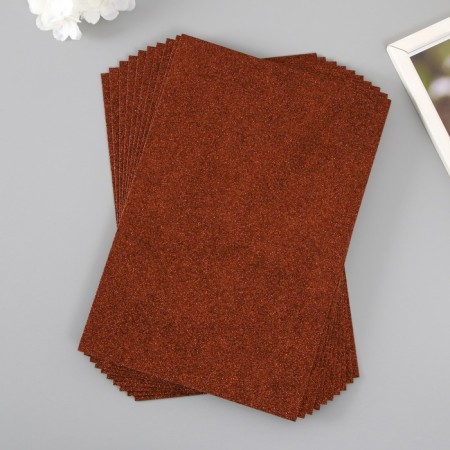 Foamiran glitter 2 mm, 20x30 cm, brown-1