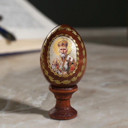 Souvenir egg "Nikolai Wonderworker", on a stand-2