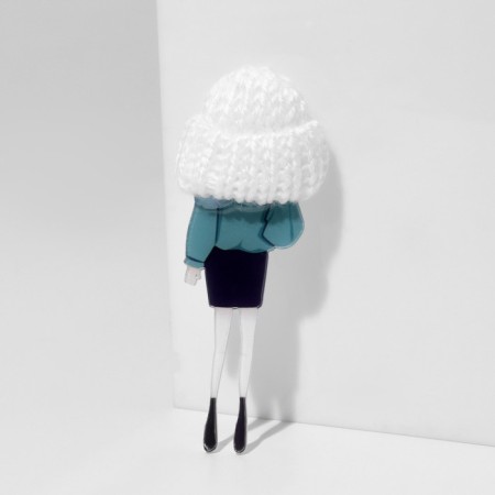 Brooch "Girl" in a sweatshirt, color in silver-1