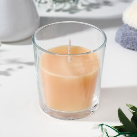 Candle in a smooth glass flavored "cappuccino", 8.5 cm