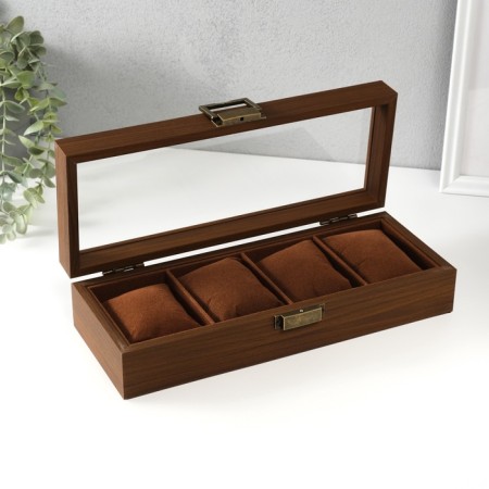 Casket wood for watch 4 divisions "Style" Brown 12x31x7.5 cm-1