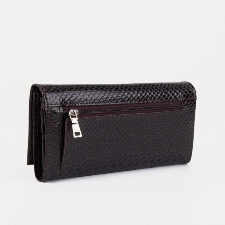 Women's wallet on the button, brown color-1