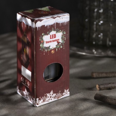 LED figure "Lantern with candles" 5 × 12 × 5 cm, plastic, batteries AG13x3, glow warm white-3