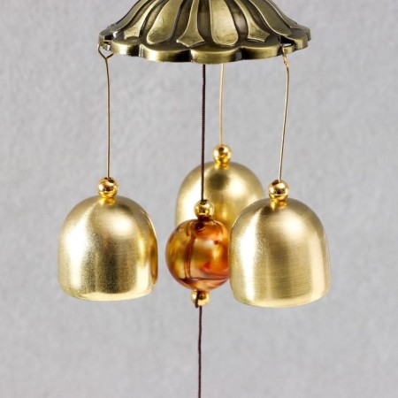 Wind Music Metal "Cash toad with Monet" 3 bells 34x5.6x5.6 cm-2