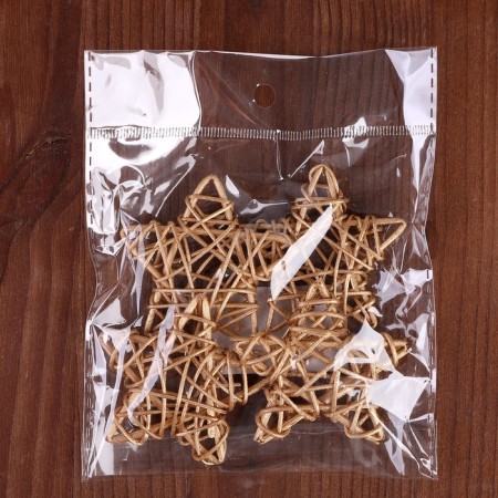 Decor for creativity from the vine "Star" set of 4 pcs., Size 1 pc. - 6.5 cm, color gold-3