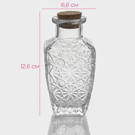 Glass jar for spices with a cork lid of the parf. Pattern ", 170 ml-1