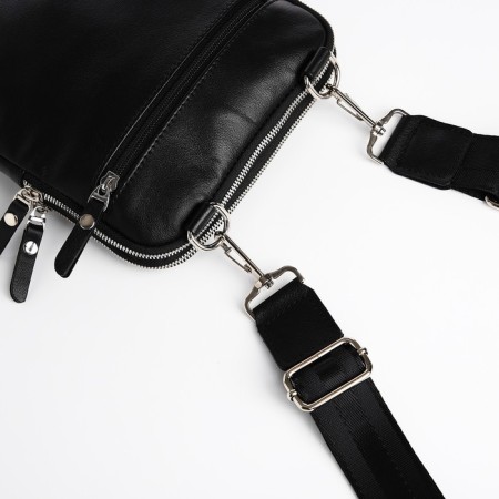 Male bag, textura over the shoulder, genuine leather, black color-3