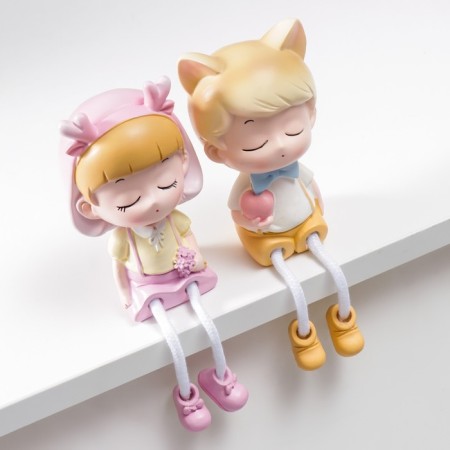 Polystone souvenir "Baby cow/baby-oleka with long legs" set 2 pcs 19x6x7.5 cm-2