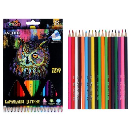 Pencils of 18 colors, Devente Trio Mega Soft, three -sided case, super soft, 4m, 3 mm