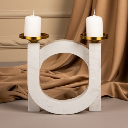 Brass Brass, marble "Camellia" 19 x 18 x 8 cm-8