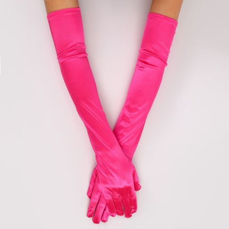 Carnival accessory - 55cm gloves, fuchsia color-1