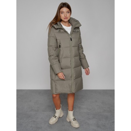 Coat insulated winter female, size 44, khaki color-10