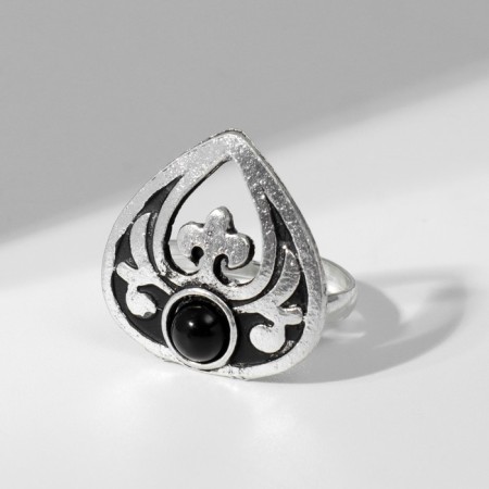 Ring of "ethnic" drop, black color in black silver, dimensionless-1